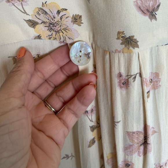 Claude Rene VTG Floral Maxi Dress Sz 4 Pleated Mother Pearl Buttons Cottagecore - Picture 8 of 14